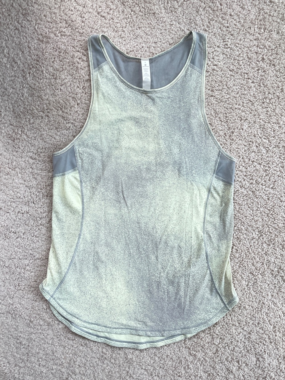 Lululemon Sculpt Tank Sleeveless Ocean Spray Fluro Citrus Yellow Gray Size 2, XS